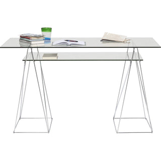 Desk Polar Chrome 8 mm tempered glass - JULIA VENCE STORE