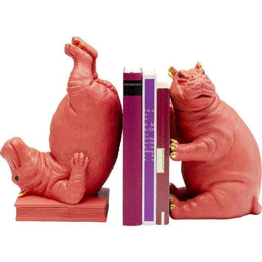 Pink Hippo Bookends