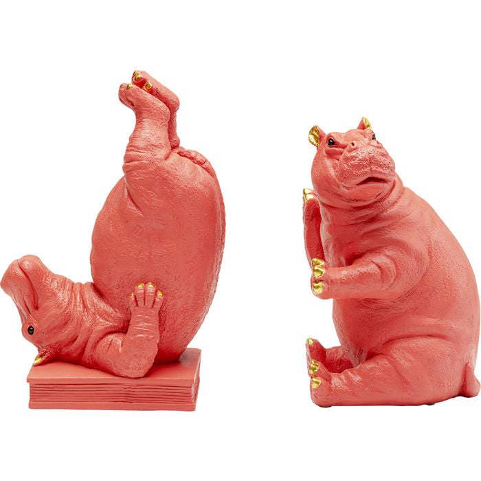 Pink Hippo Bookends