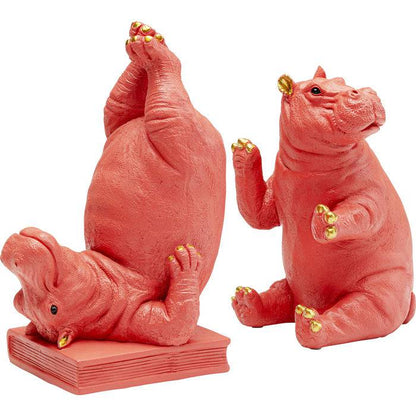 Pink Hippo Bookends