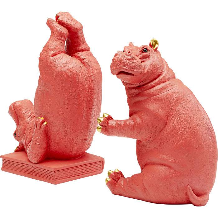 Pink Hippo Bookends
