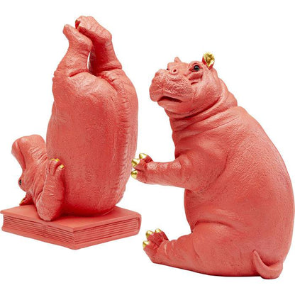 Pink Hippo Bookends
