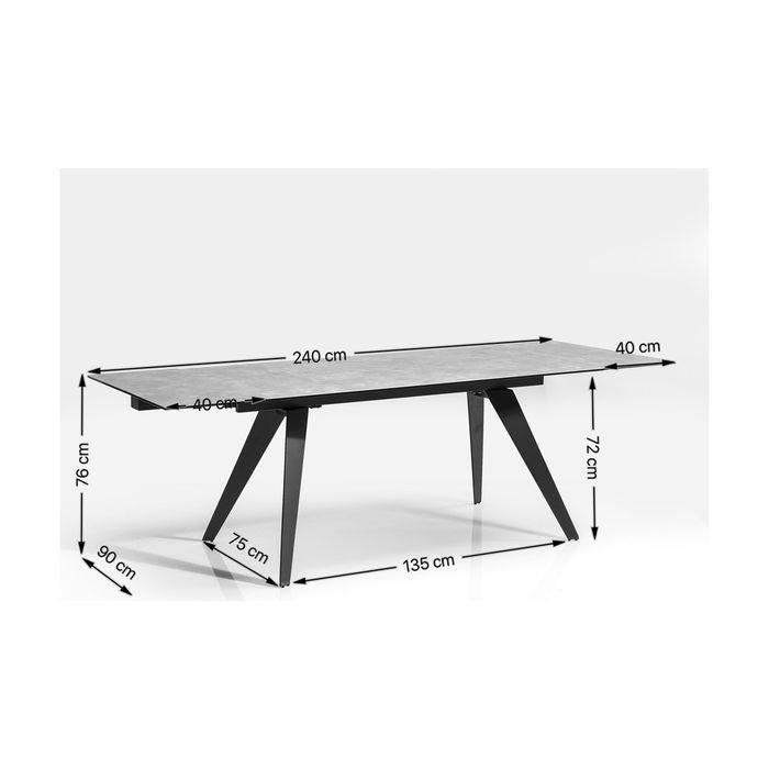 Extension Table Amsterdam White 160(40+40)x90cm - JULIA VENCE STORE