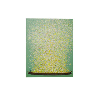 Canvas Picture Flower Boat Green Yellow 80x100cm - DEKOR