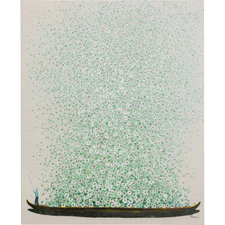 Canvas Picture Flower Boat Beige Green 80x100cm KARE MIAMI