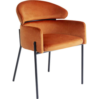 Chair With Armrest Alexia Velvet Orange - JULIA VENCE STORE