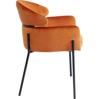 Chair With Armrest Alexia Velvet Orange - JULIA VENCE STORE