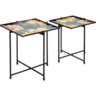 Side Table Flowers Garden Square (2/Set) - DEKOR