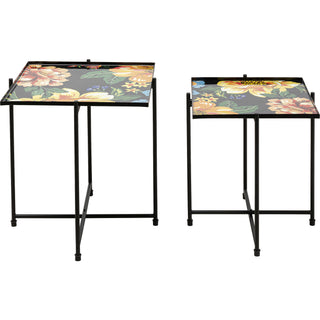 Side Table Flowers Garden Square (2/Set) - DEKOR