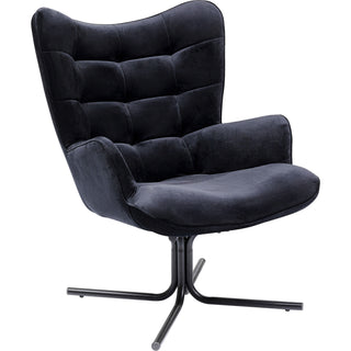 Swivel Armchair Oscar Velvet Black - DEKOR