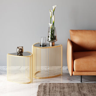 Side Table Wire Triangle Gold (2/Set) - DEKOR