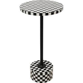 Side Table Domero Chess Black White Ø25cm - DEKOR
