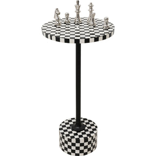 Side Table Domero Chess Black White Ø25cm - DEKOR