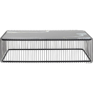 Coffee Table Wire Glass Marble Black 145x70cm - DEKOR