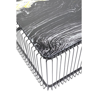 Coffee Table Wire Glass Marble Black 145x70cm - DEKOR