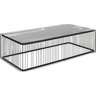 Coffee Table Wire Glass Marble Black 145x70cm - DEKOR