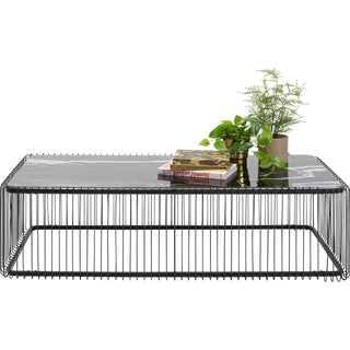 Coffee Table Wire Glass Marble Black 145x70cm - DEKOR