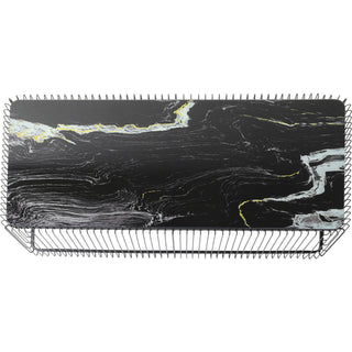 Coffee Table Wire Glass Marble Black 145x70cm - DEKOR