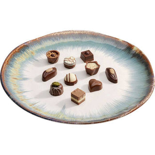 Plate Organic White Blue ‚àö√≤26 - JULIA VENCE STORE