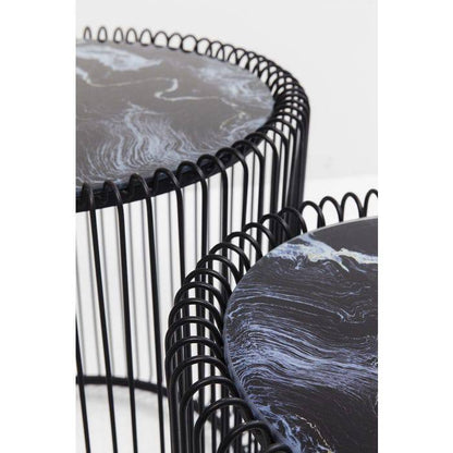 Side Table Wire Marble Glass Black (2/Set) ‚àö√≤44cm - JULIA VENCE STORE