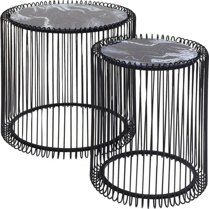Side Table Wire Marble Glass Black (2/Set) ‚àö√≤44cm - JULIA VENCE STORE