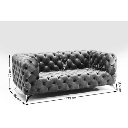 Sofa Look 2-Seater Velvet Blue - JULIA VENCE STORE